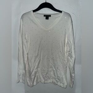 Dkny White V-Neck Women's Top
